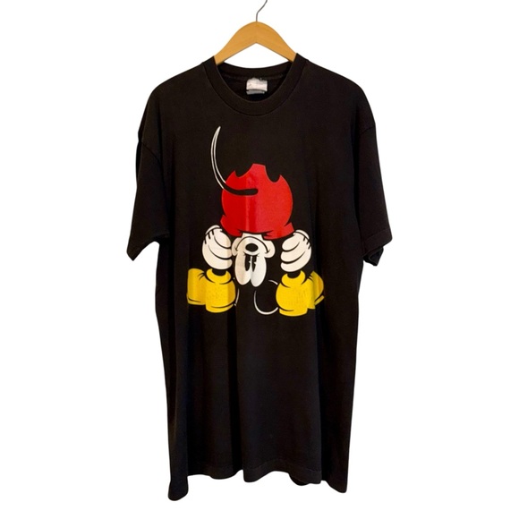 Vtg Mickey Mouse Black T Shirt Adult OSFA Disney Mickey & Co Bent Over Pose SS - Picture 3 of 13